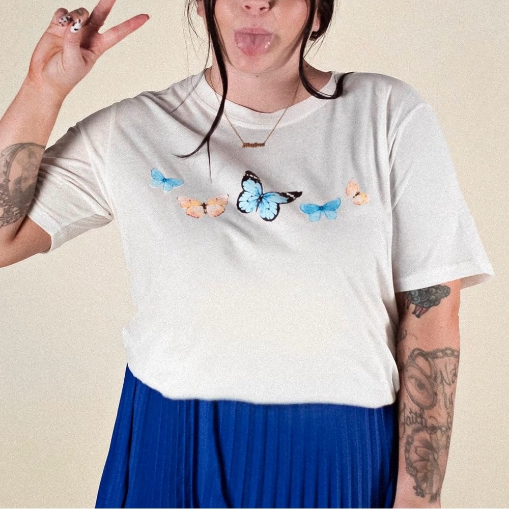 Pastel Butterfly Graphic Tee